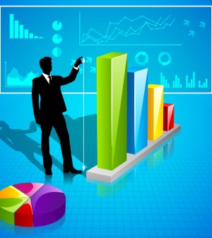 Businessman analysing Statistics
